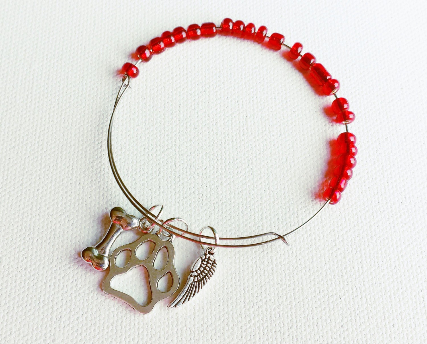 Thin Red Line Bracelet Adjustable Bangle by MooreJewelryStyle