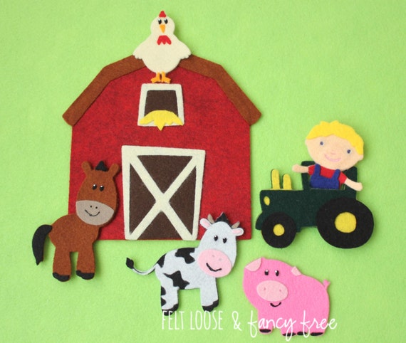 Farm Animals Felt Board Set / 12-piece Flannel Board / Old