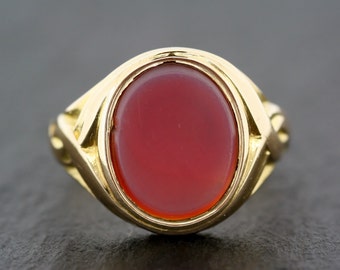 Antique Signet Ring - 15ct Gold Sardonyx Signet Ring - Celtic Ring
