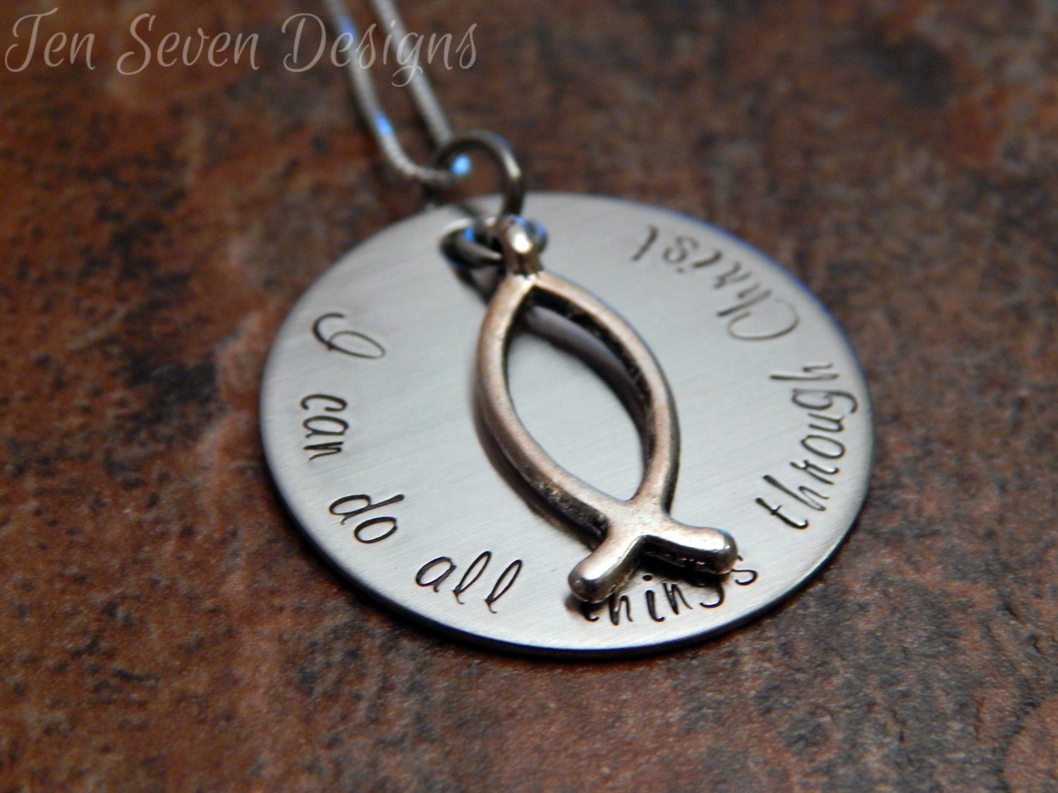 Personalized Necklace Pendant with Christian Fish Charm I