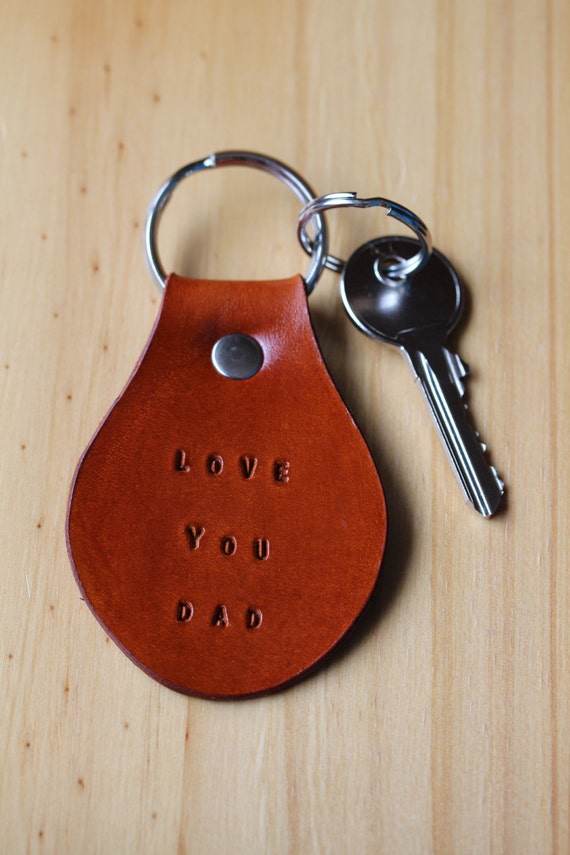Love You Dad Keychain Leather Key Chain by TinasLeatherCrafts