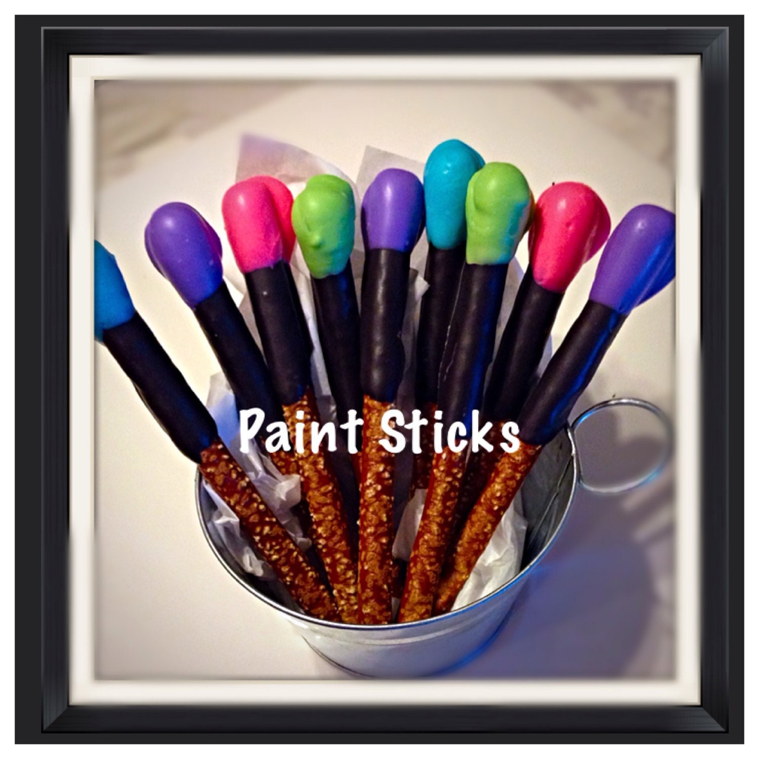 Paint Brush Pretzels Paint party Chocolate pretzel favors