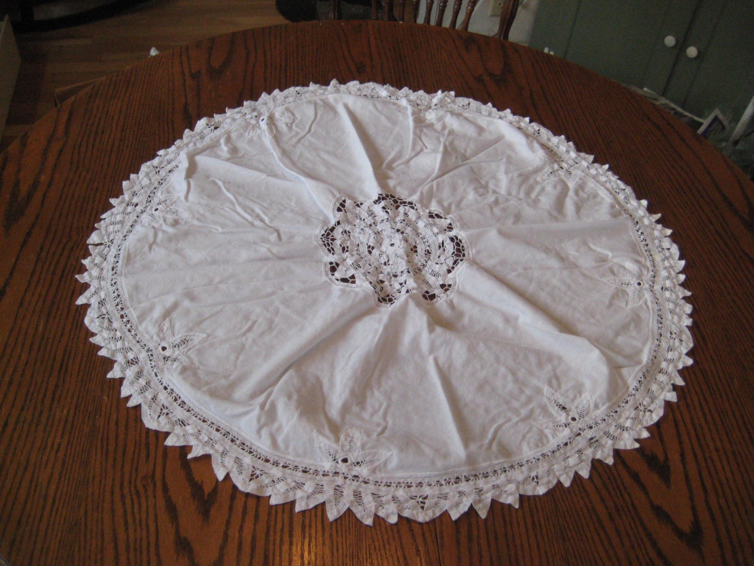 Small round white tablecloth lace by CathysShabbyFarm