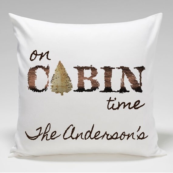 Rustic Cabin Decor Personalized Cabin Throw Pillow Lake