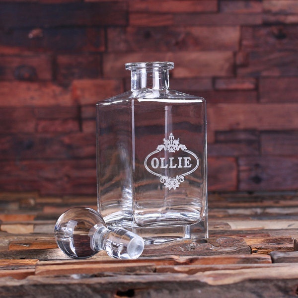 Personalized Engraved Etched Scotch Whiskey Decanter Bottle