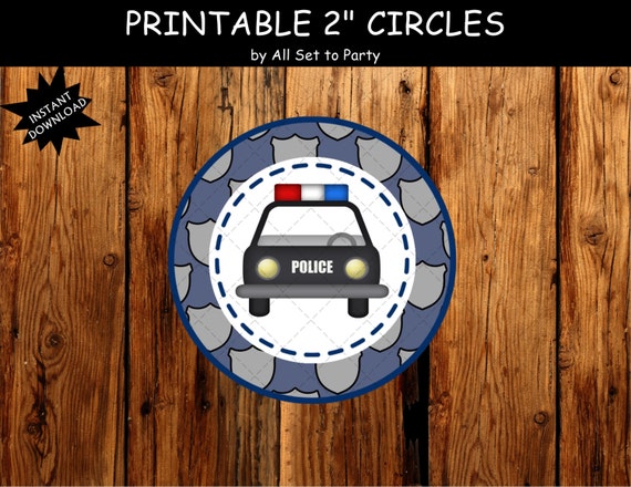 Police Car Cupcake Toppers Party Printable Police by AllSetToParty