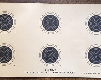 Vintage U.S. Army Official 50 FT. Small Bore Rifle Target