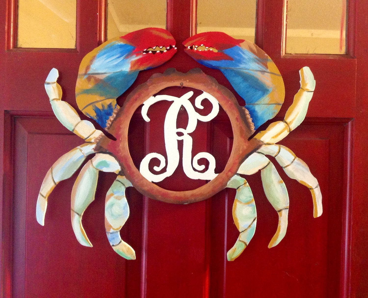 Crab letter door hanger by NewVisionsart on Etsy