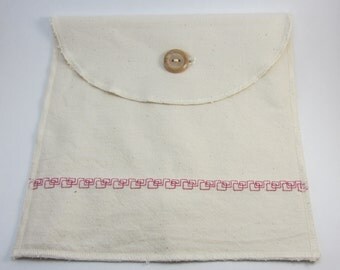 Reusable Organic Cotton Sandwich / Snack Bag ~ Contemporary Squares