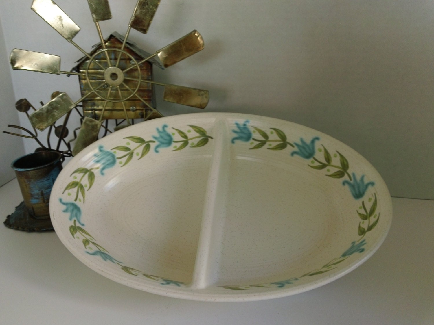 Vintage Mid Century Modern Divided Serving Bowl Dish Franciscan