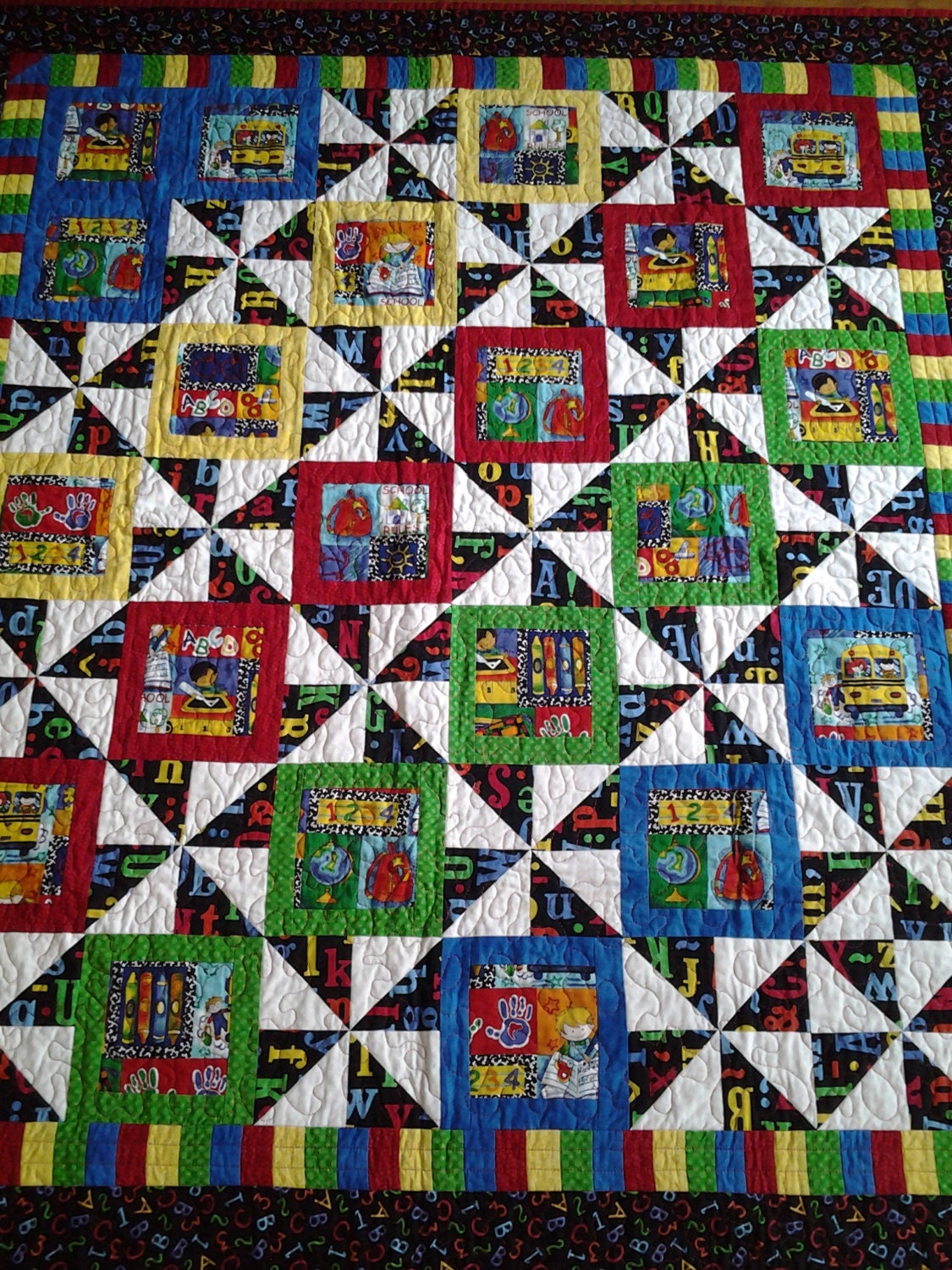 ABC Quilt Numbers Quilt Primary Colors Quilt School Bus Quilt