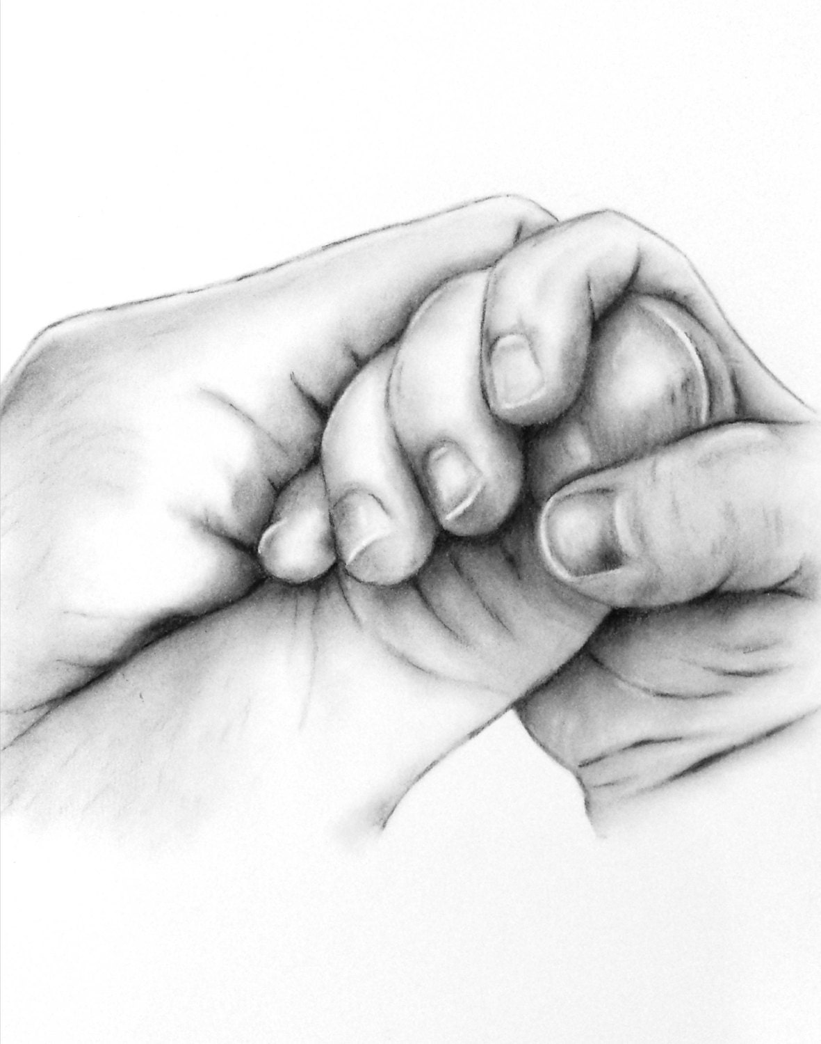 Custom Charcoal Drawing from your photo of Baby Hands not