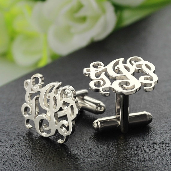 Sterling Silver Monogram Cufflinks Cut Out by TheMonogramNecklace