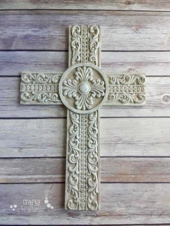 Wall cross Decorative antique white vintage chic by CraftyMcDaniel