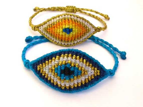 Macrame EyeEvil Eye BraceletMicromacrame Jewerly