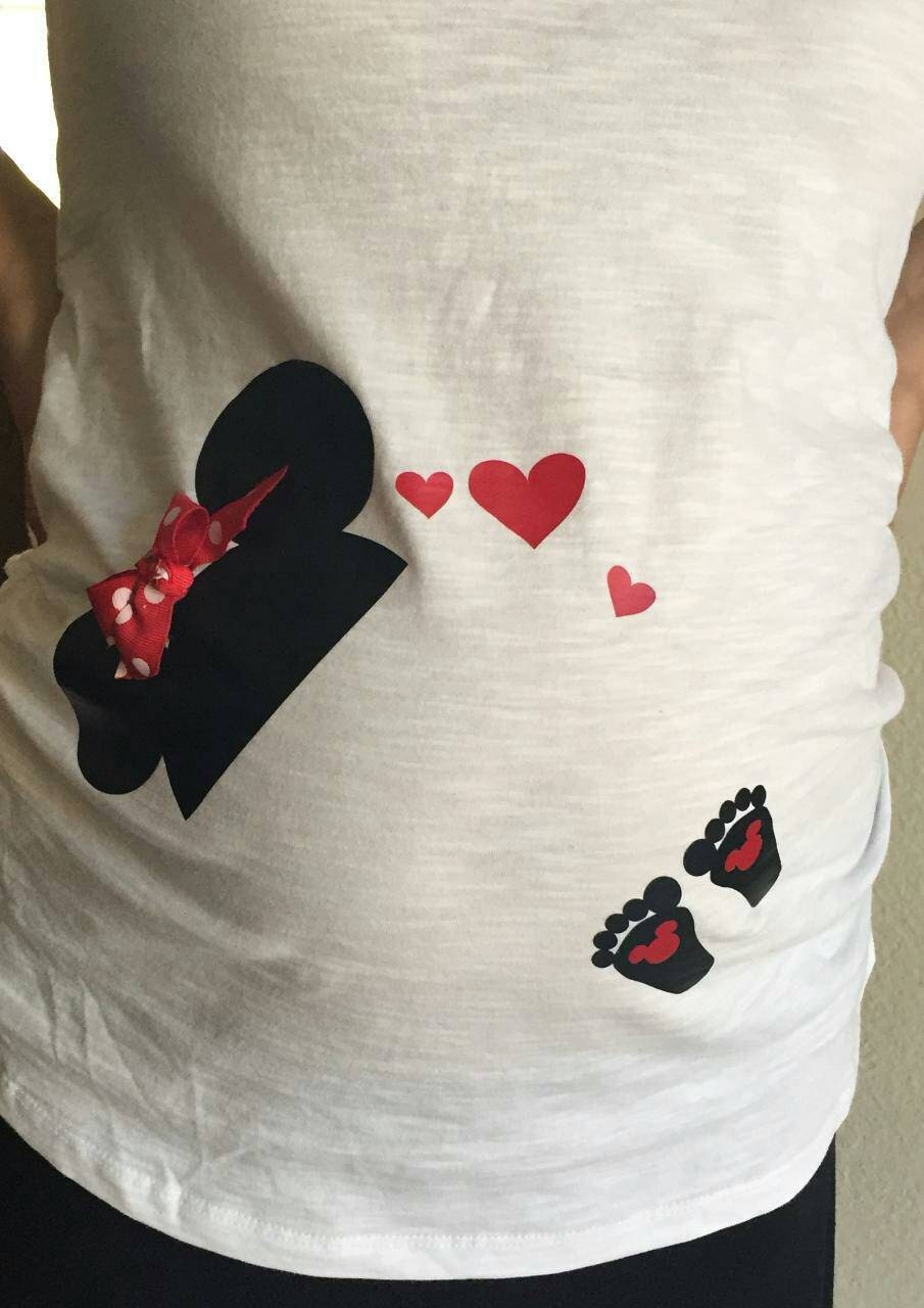 Iron on for maternity shirt Disney Mickey or Minnie Mouse hat