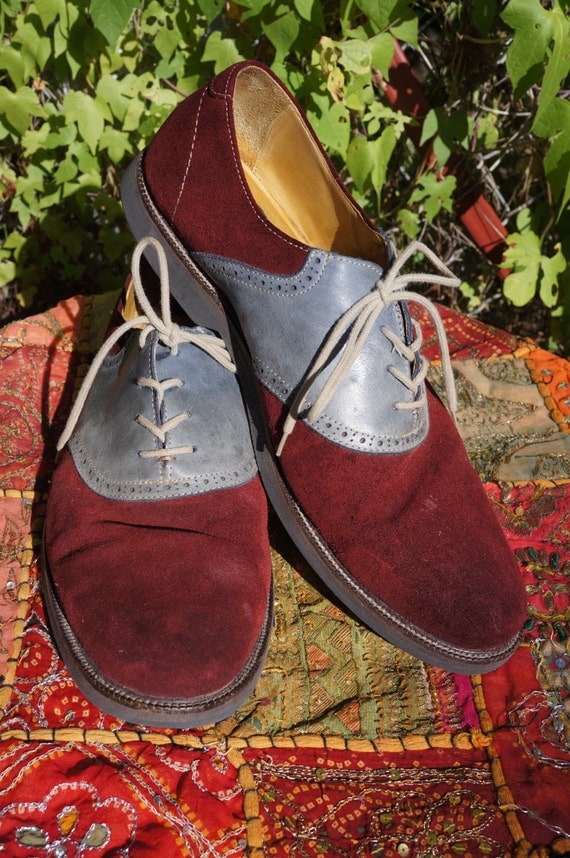 Vintage Men's Red Suede Saddle Shoes Men's Red Suede