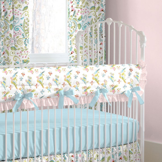 Girl Baby Bedding Love Birds Crib Rail by