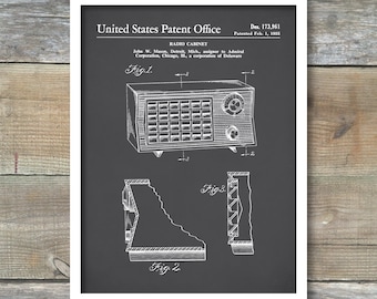 Patent Print, Vintage Radio Poster, Vintage Radio Patent, Mid Century Radio Print, Vintage Radio Art, Vintage Radio Blueprint P142