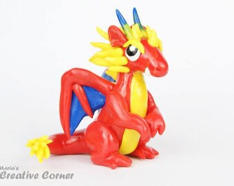 DISCOUNTED Polymer clay dragon figurine - cute dragon - fantasy sculpture - geeky gift
