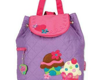 Stephen Joseph Quilted Cupcake Backpack-Personalized, Birthday Cup Cake, Preschool Bag, Baby Shower Gift, Nursery Backpack