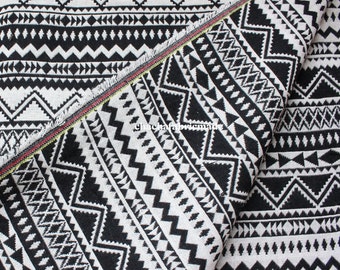 Thick BOHO Bohemian Fabric Ethnic Fabric Geometric Pop Fabric Tribal Fabric Aztec Fabric Peruvian Fabric black and white-1/2 Yard