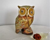 Wooden sculpture representing an OWL painted and patinated Wooden sculpture representing an OWL painted and patinated