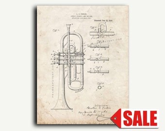 Patent Art - Cornet or Trumpet Patent Wall Art Print