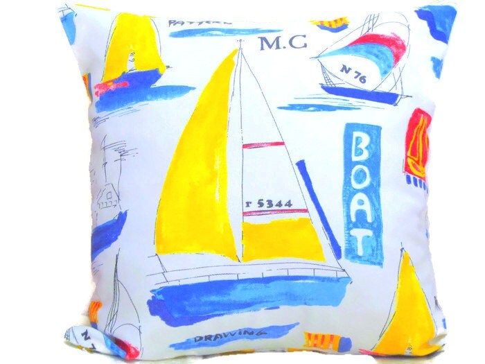 Nautical Boat throw pillow sham 20x20 pillow cover Boys