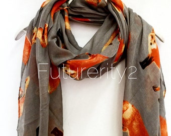 Exquisite Fox Grey Spring Summer Autumn Scarf / Fashion Accessories / Women Scarves / Gifts For Her