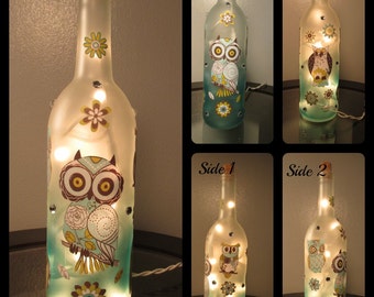 Owl Wine Bottle Night Light