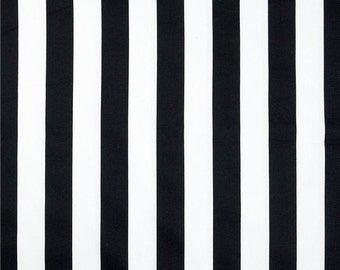 Classic Cotton Black & White Stripe Fabric by the Yard Designer Drapery or Upholstery Fabric Black Stripe Home Decor and Craft Fabric B279