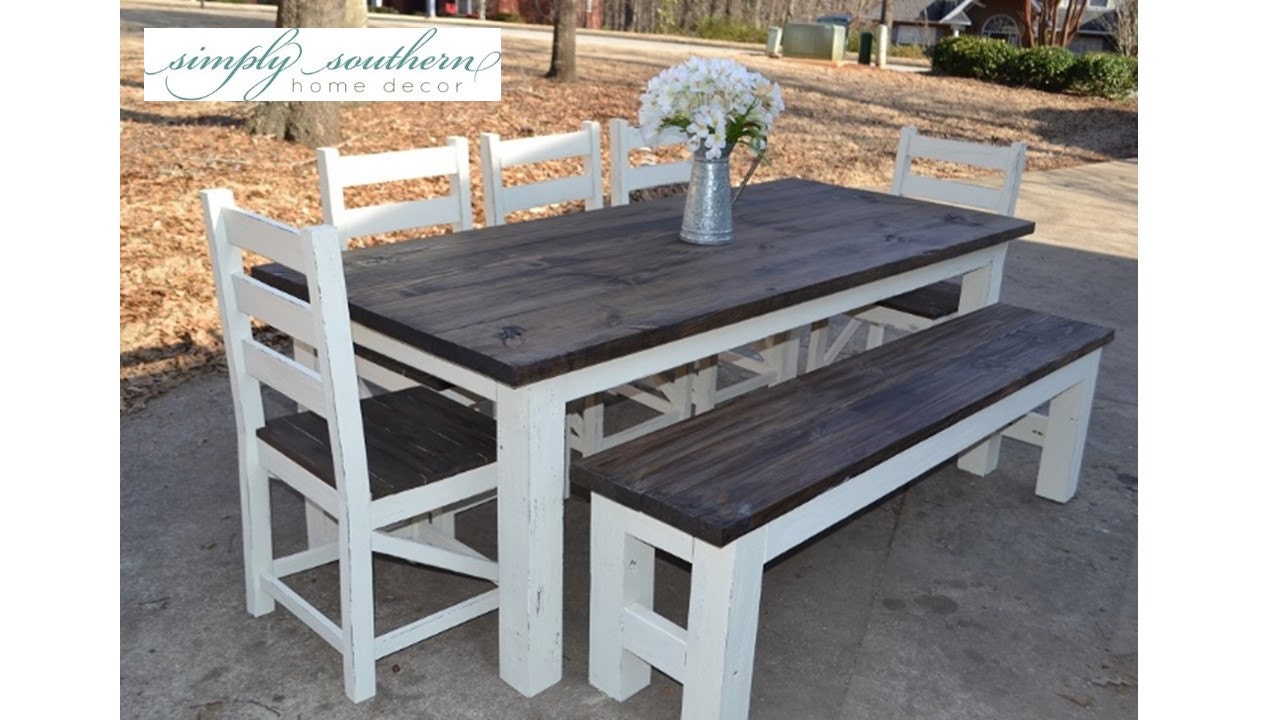 Farmhouse Table W Square 4 X 4 Legs Custom Built