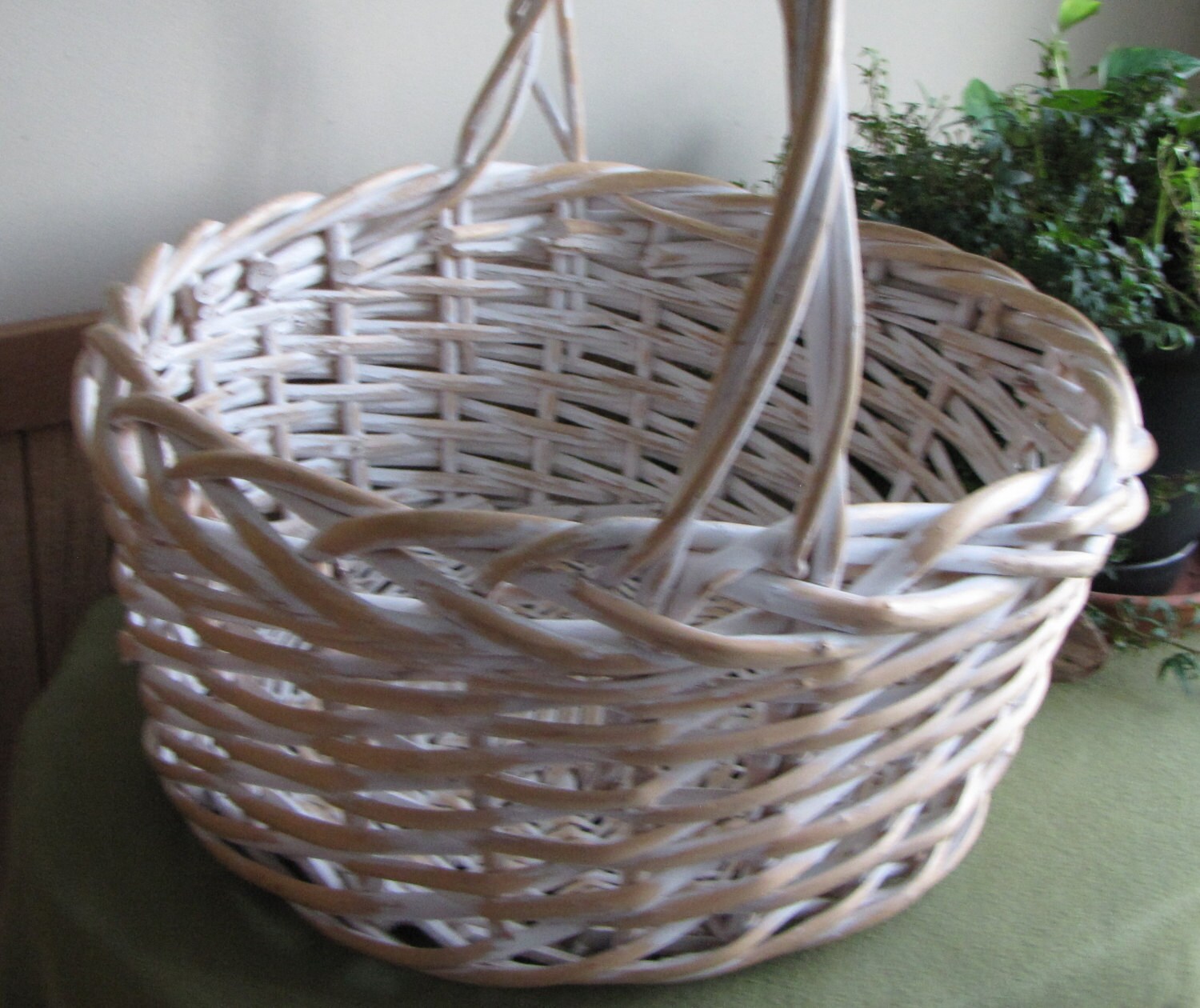 Large White Basket Huge Woven Baskets Flowers Vegetable Garden