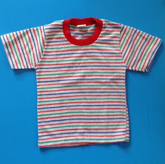 Vintage 70's Striped Tee-Shirt. Vintage Red Blue Green