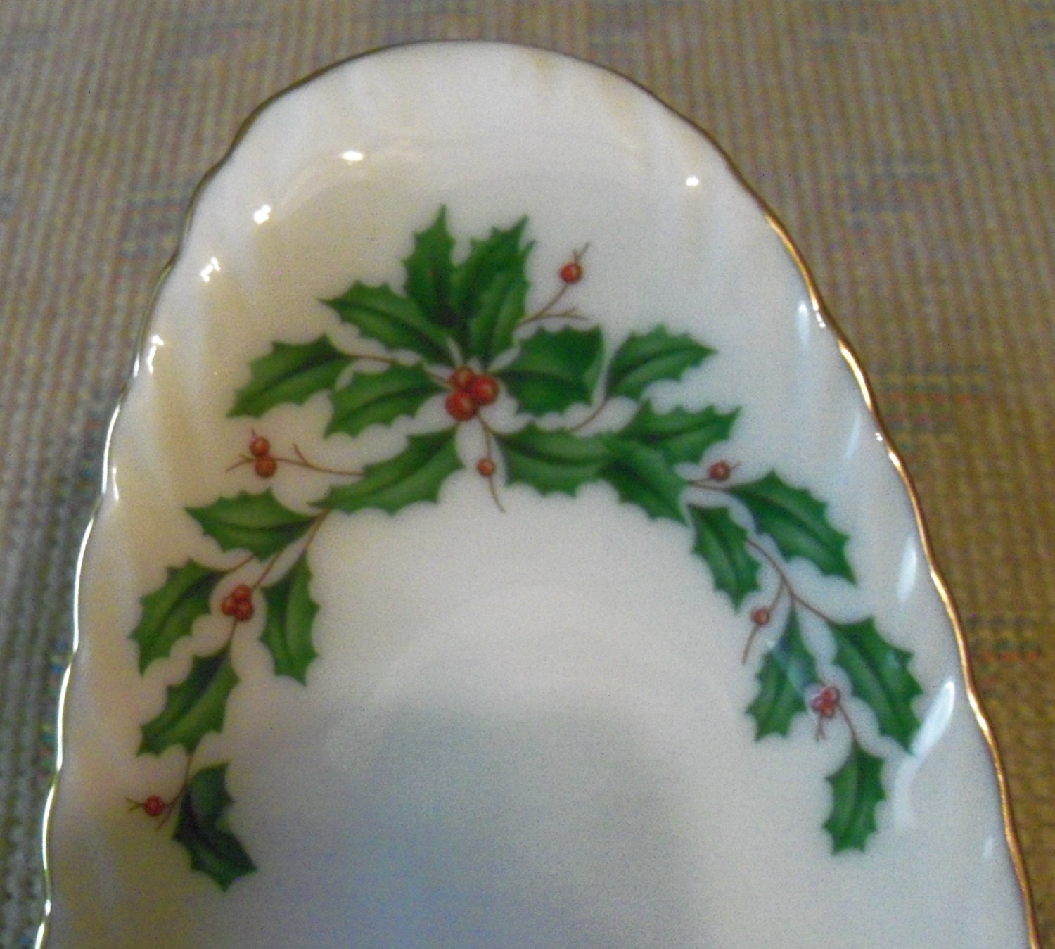 Vintage Lenox Holiday Fine China Dimension Shape Gold Butter or Relish