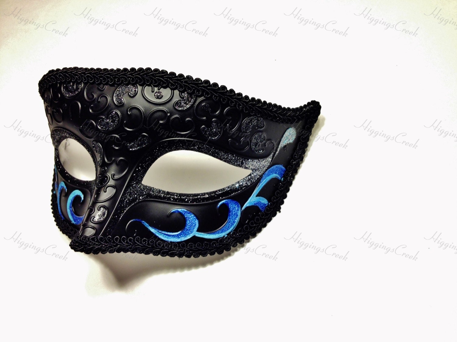 Masquerade Mask for Men Black and Blue Mardi Gras Masks for