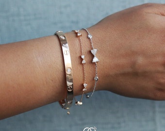 Bow Tie Bracelet, Rose Gold Bracelet, Petite 18k Rose Gold Bow Tie Bracelet, Dainty Bracelet, Diamonds By The Yard Bow Tie Bracelet