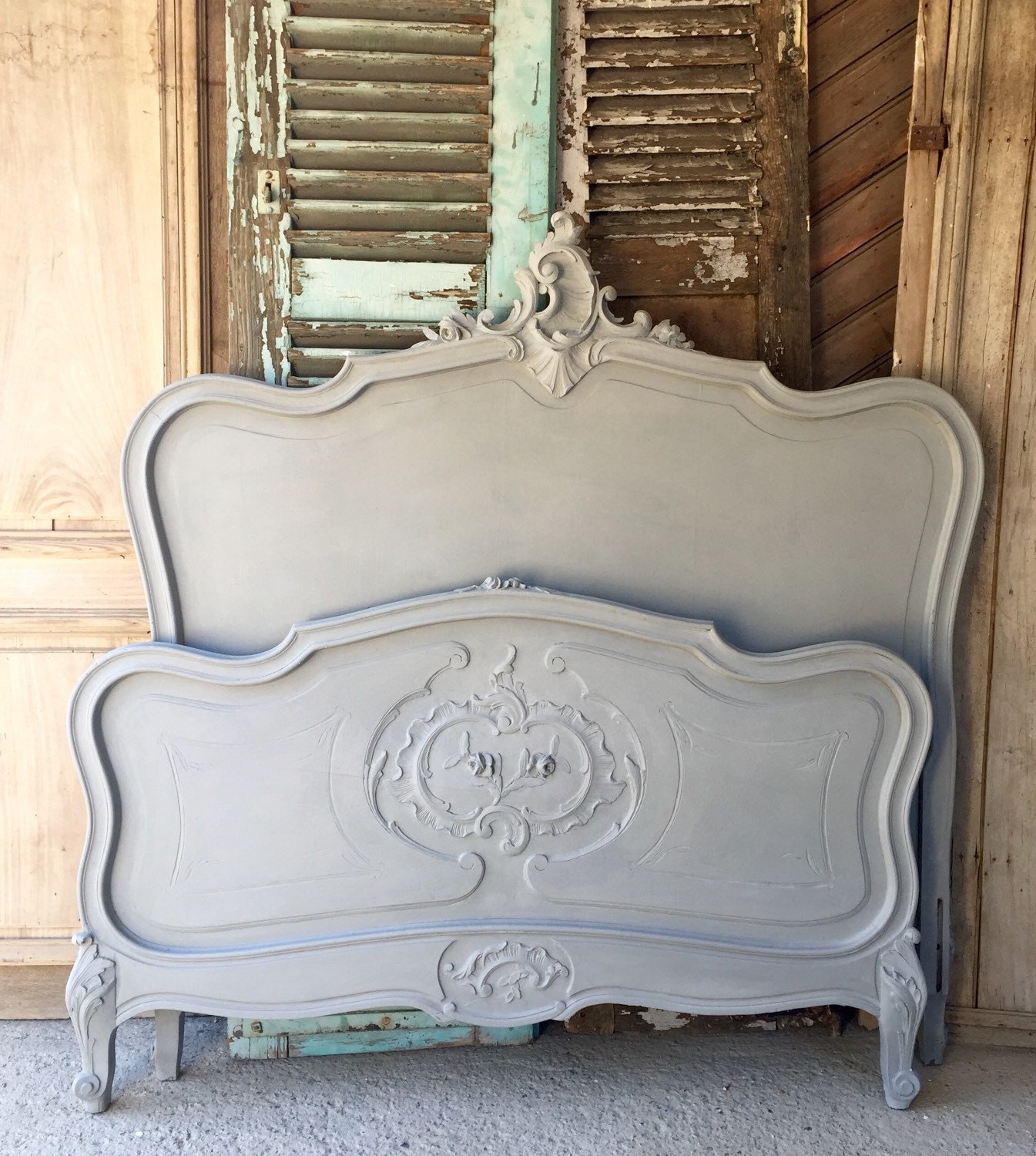 vintage French hand painted Louis XV bed frame Haute Juice