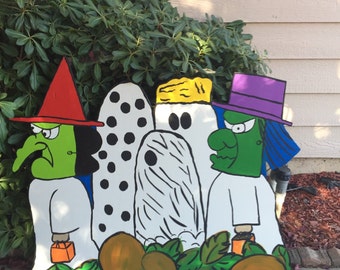 Charlie Brown Halloween- Peanuts Halloween- Snoopy Halloween- Halloween Cutout- Wood cutout Charlie Brown- Halloween Yard Decor- Handmade
