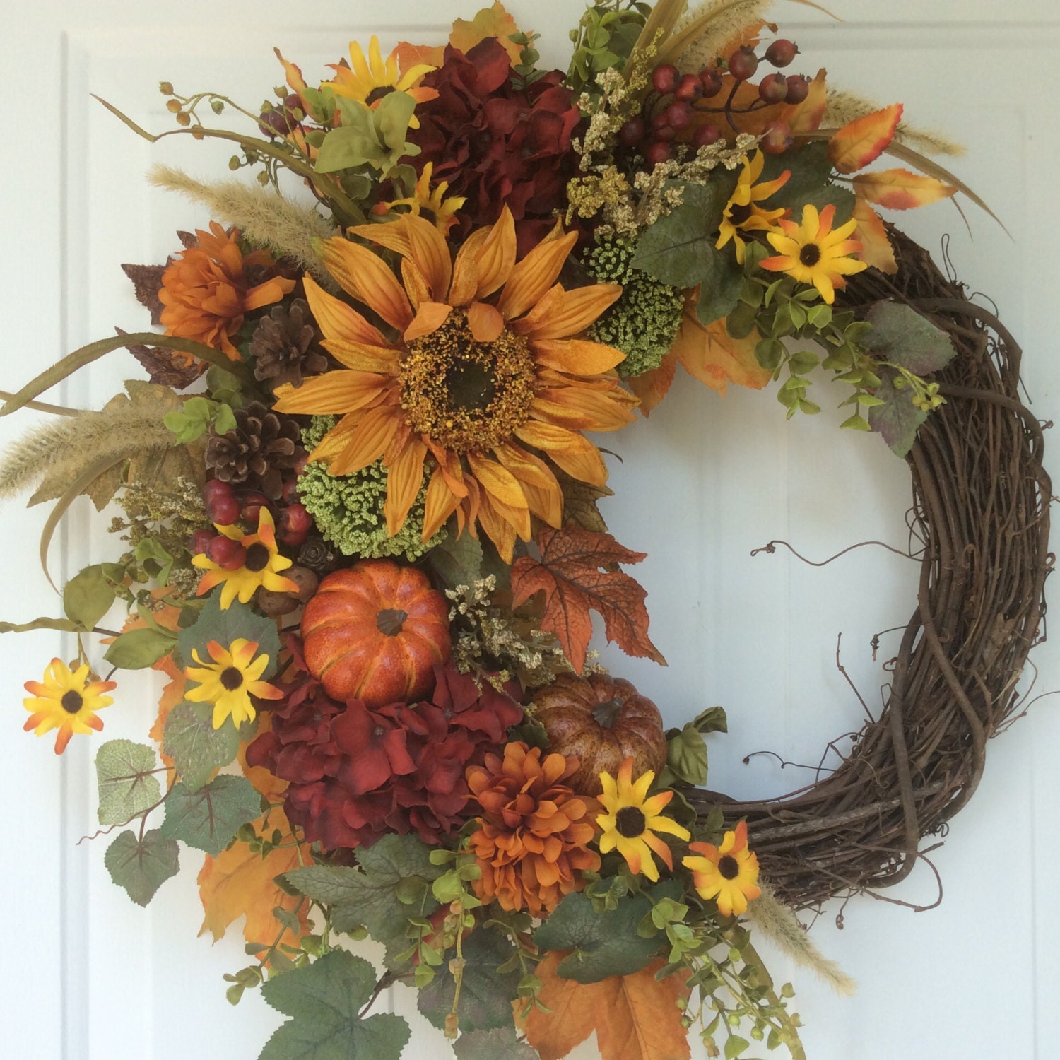 Fall Wreath-Sunflower WreathRustic Wreath-Country by ReginasGarden