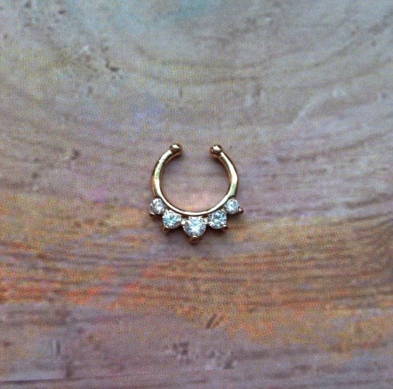 Diamond Crystal Fake Septum Ring by moonrosejewellery on Etsy