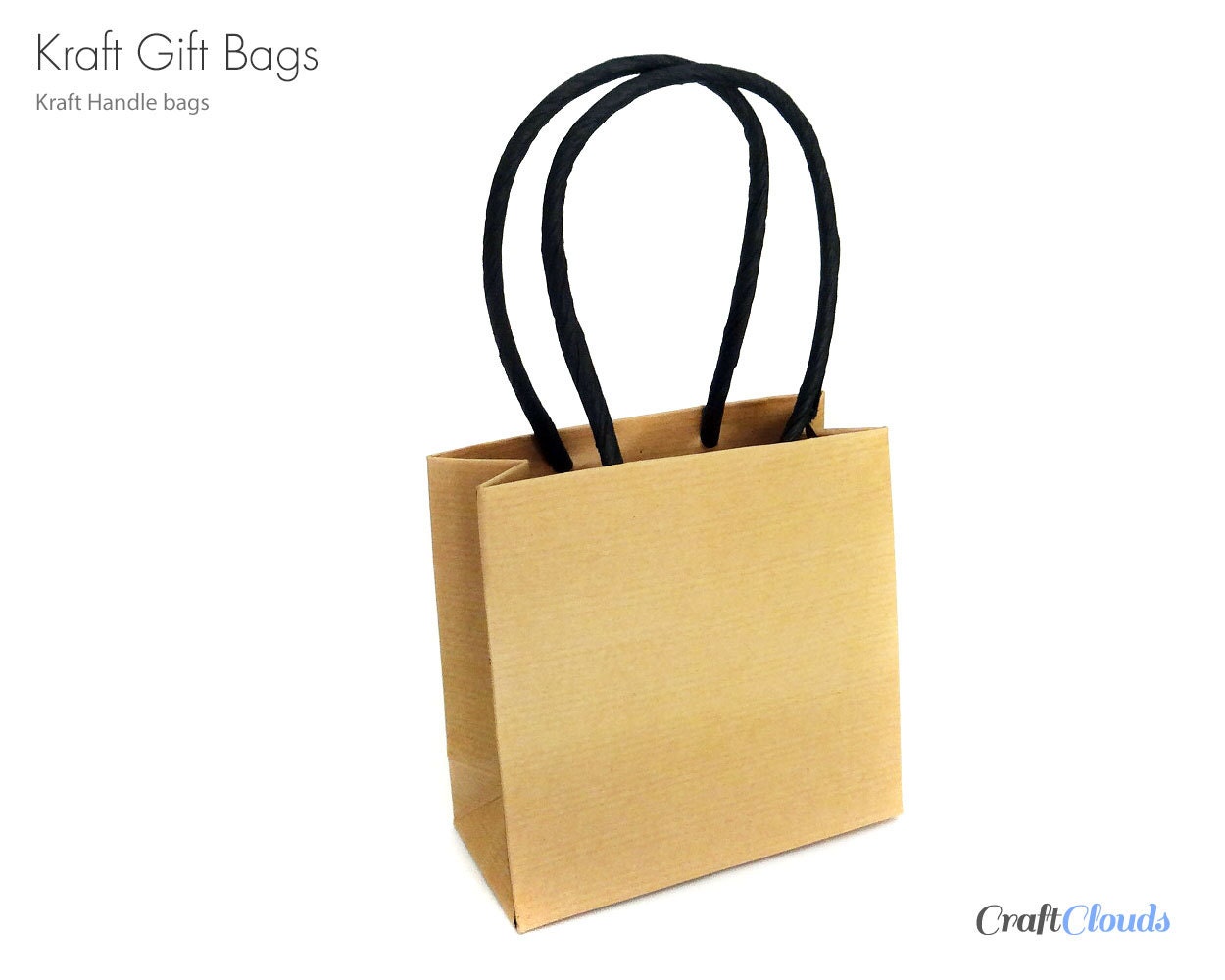 6 Pack Small Black Kraft Gift Bag with Handle by CraftClouds
