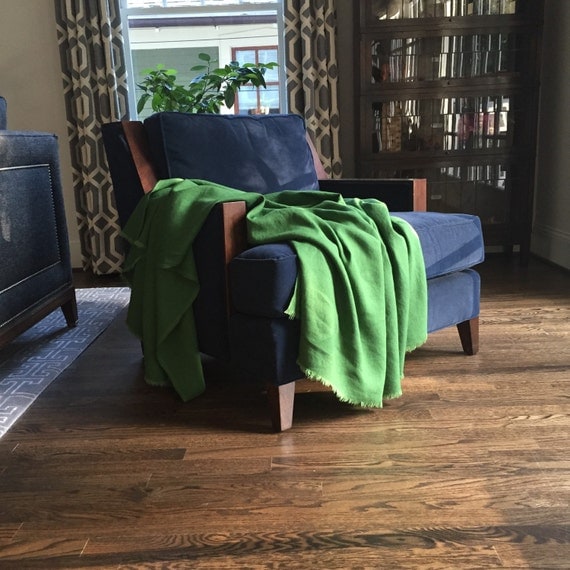 Green Linen Throw Blanket Kelly Green Blanket by MarketLinen