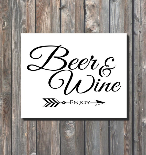 Printable Wedding Beer And Wine by HappyFiestaDesign on Etsy