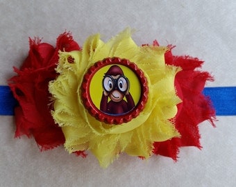 Curious George baby/ girls headband. Shabby chic