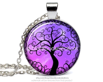 Purple Tree Of Life Necklace - Handmade