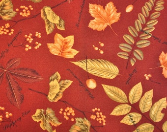 fabric destash quilter cotton Bittersweet by Sentimental Studios for Moda Fall autumn leaves on rust brown 1/2 yard