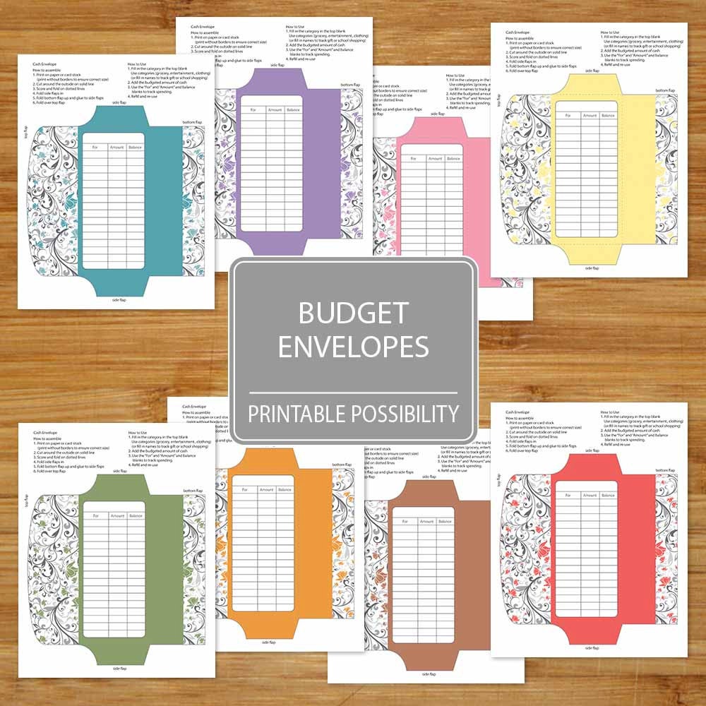 cash envelopes set of 8 printable budget envelopes floral