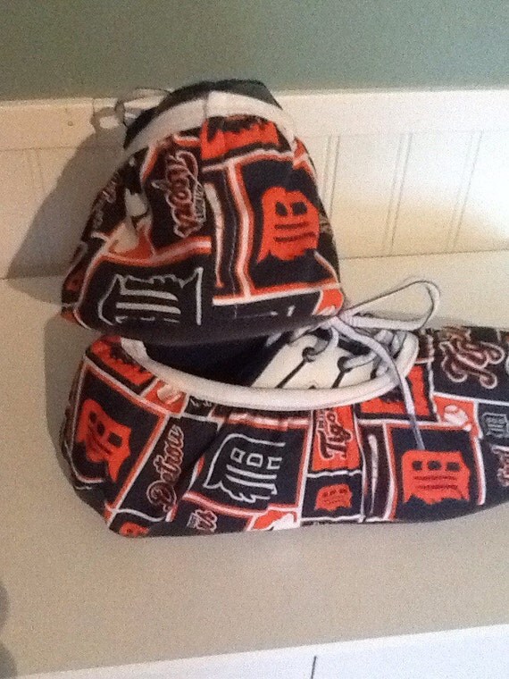 Bowling Shoe Covers one Pair Made from Detroit Tigers Fabric